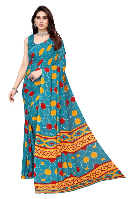 Fancy Georgette Printed Saree With blouse